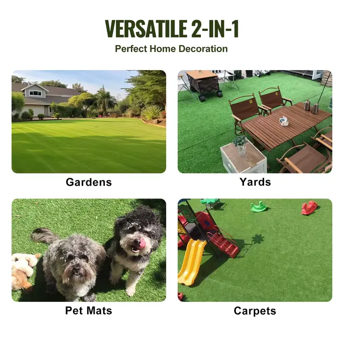 SucceBuy Tapis d'herbe artificielle Gazon vert 1.38/1.57" Faux tapis de porte Décoration extérieure