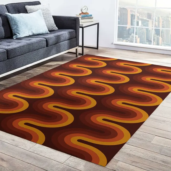 Tapis marron Groovy rétro des années 70