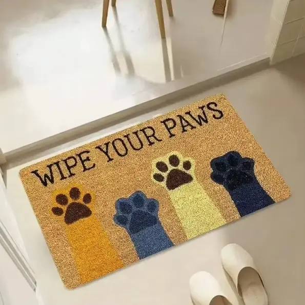 Tapis de bienvenue en forme de chat noir