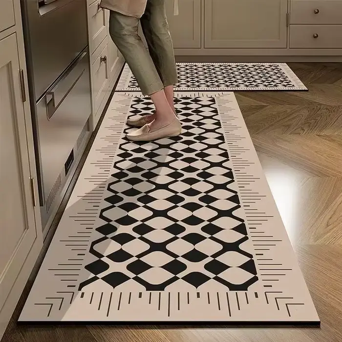 Tapis Long de cuisine à carreaux
