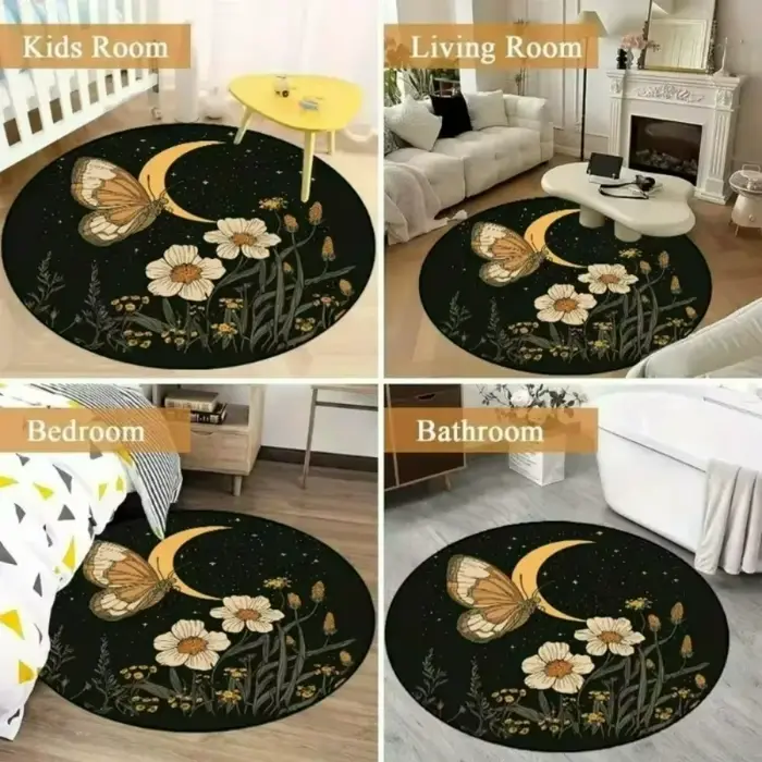 Tapis rond rétro en vinyle pour salle de pratique musicale