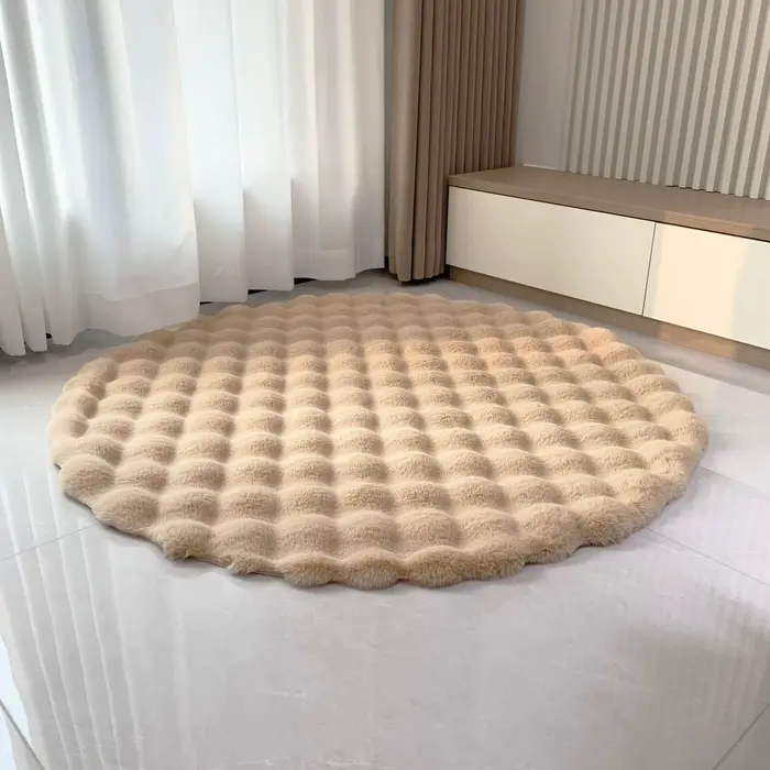 Lapin mousse velours tapis rond moelleux