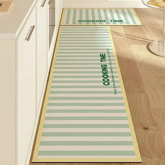 Tapis pour tapis de sol de cuisine, en cuir Pvc, imperméable, antidérapant, Long, rose, doux, décoration de la maison,