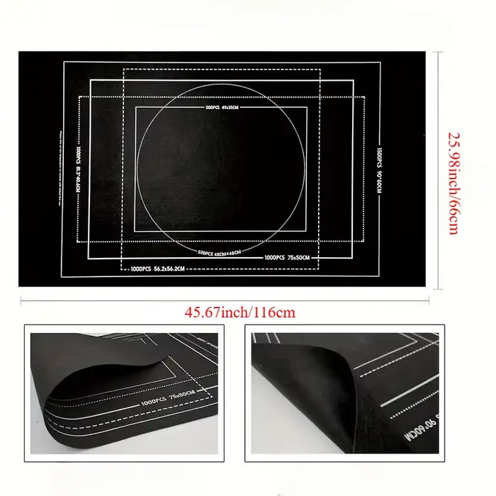 Tapis de puzzle noir/gris en feutre