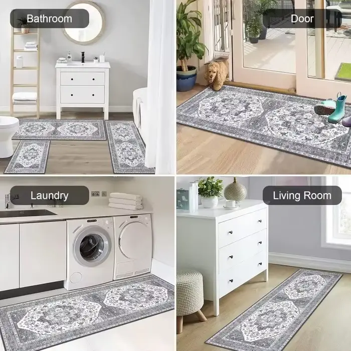 Tapis de couloir géométrique bohème antidérapant