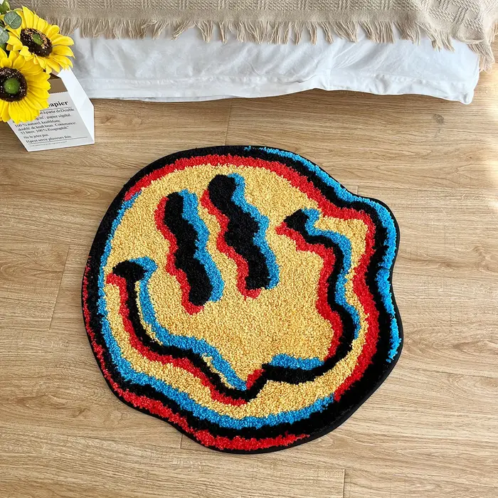 Tapis Trippy souriant - Conception capitonée unique | Cadeau idéal pour un ami | Tapis de chambr