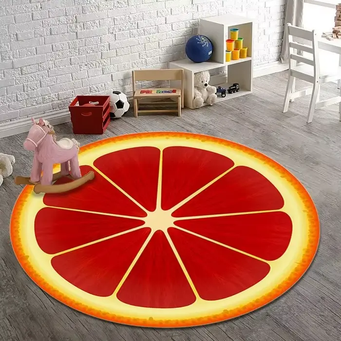 Tapis de fruits tropicaux imprimé juteux, tapis rond doux et écologique, décor de sol antidérapant p