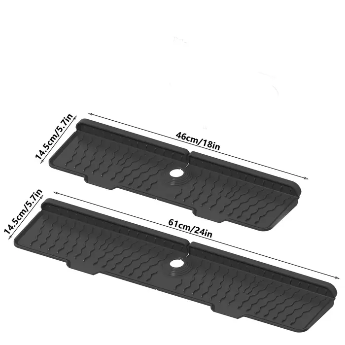 1 tapis d'évier antidérapant robuste | Matériau en silicone pliable gris/noir