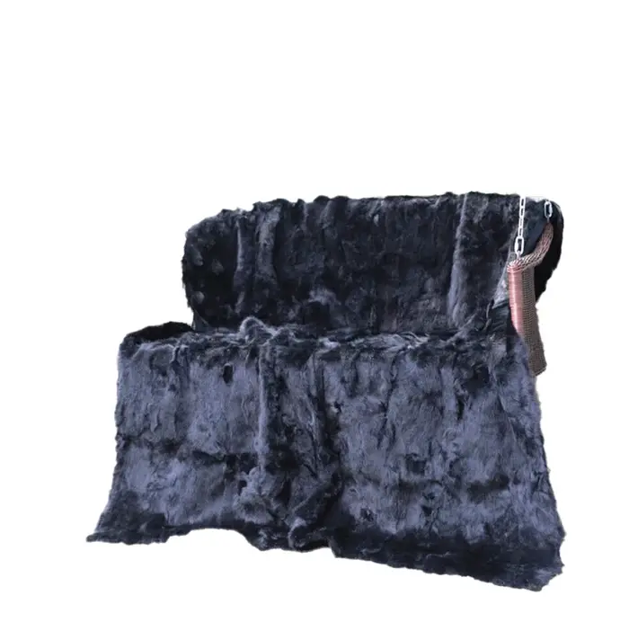 Couverture ronde en fourrure de lapin véritable pour salon