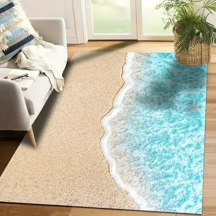 Nouveau tapis étoile de mer, coquille de plage, tapis de sable pour salon, chambre à coucher, décoration de canapé de maison, tapis de sol antidérapant pour enfants