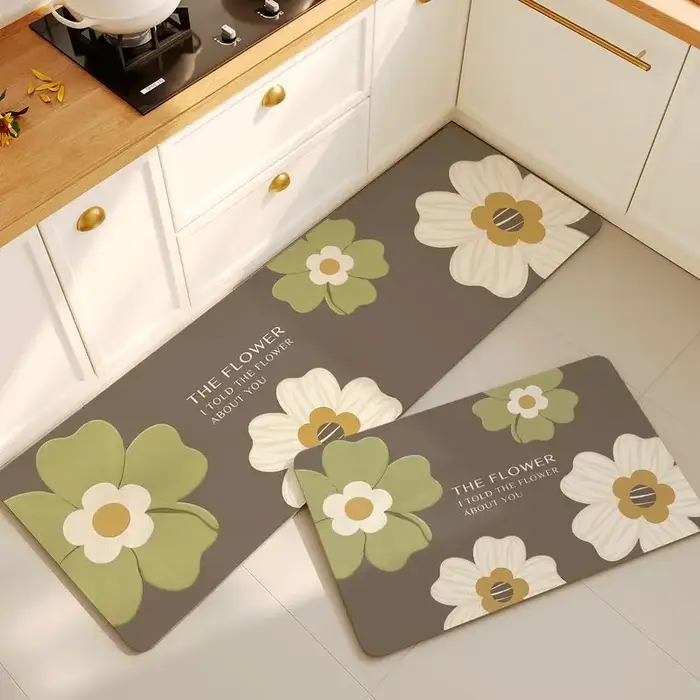 Nouveau tapis de sol de cuisine à motifs floraux