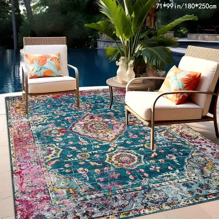 Tapis bohème rétro VIKAMA pour terrasse extérieure