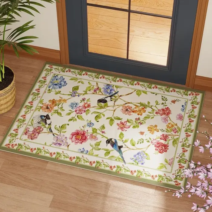 Tapis d'oiseau à fleurs orientales