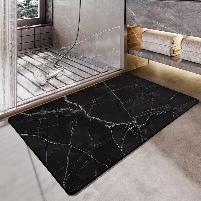 Tapis de bain en diatomite à Texture pierre, absorbant l'eau à séchage rapide, pour salle de bain, u