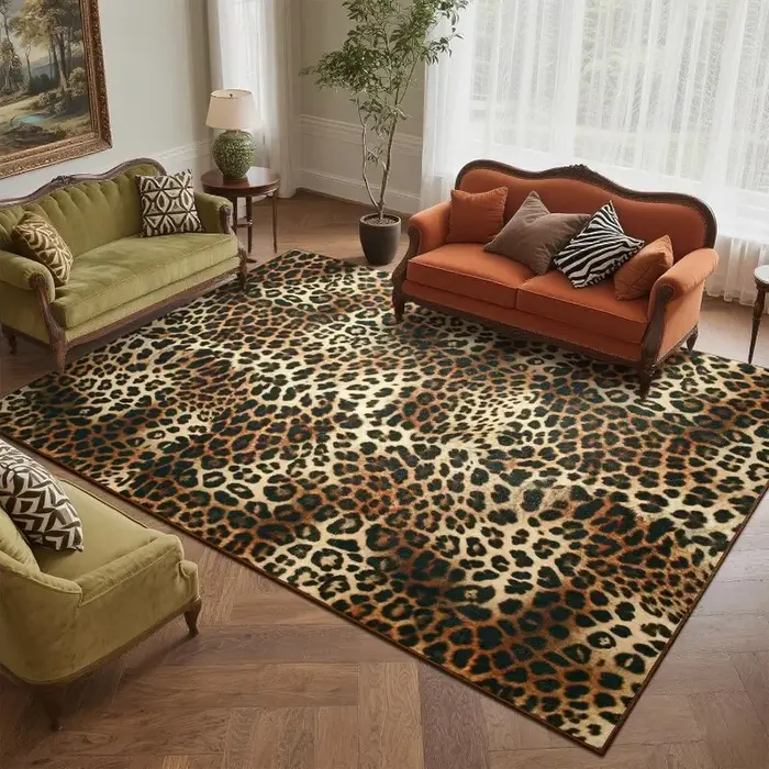 Tapis imprimé léopard antidérapant
