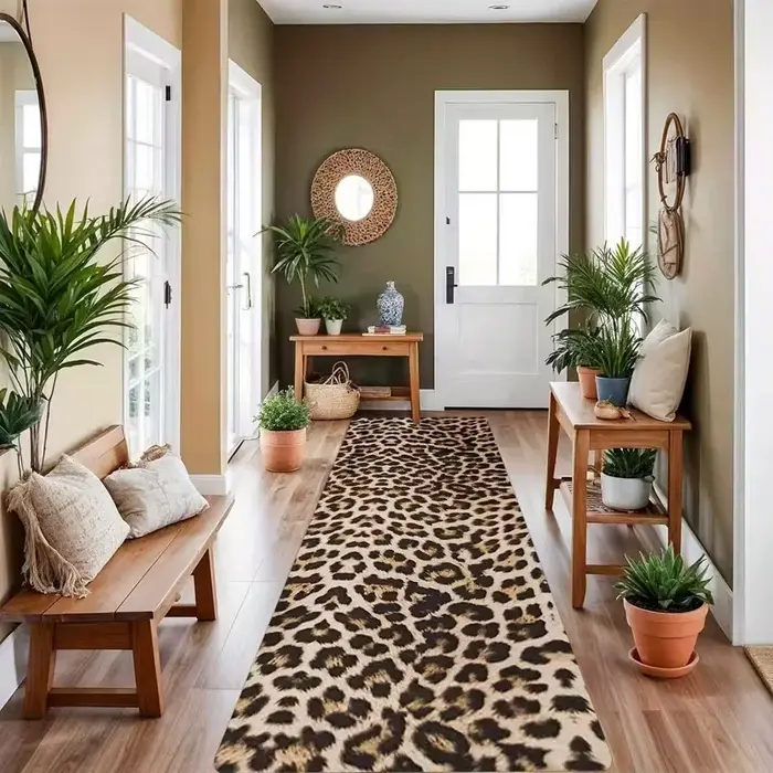 Tapis résistant aux taches imprimé léopard