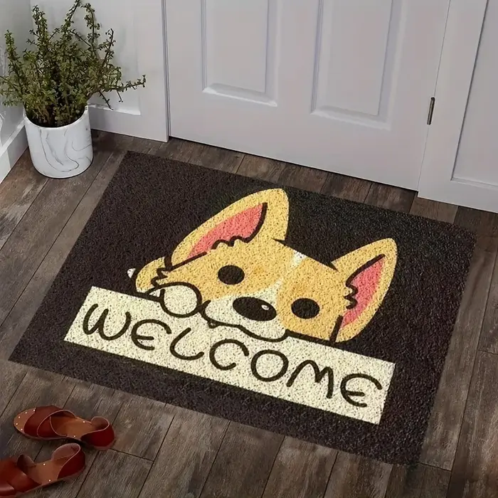 Tapis de porte antidérapant pour amoureux des animaux, motif Corgi de dessin animé « BIENVENUE », tapis de cuisine, tapis de porte, tapis de maison, 고양이 러그