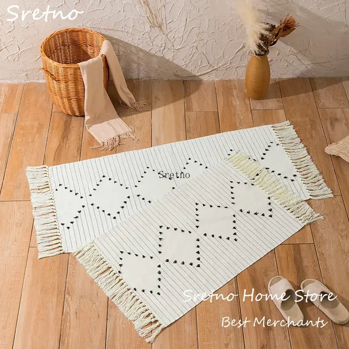 Sretno – tapis nordique tissé en coton et lin