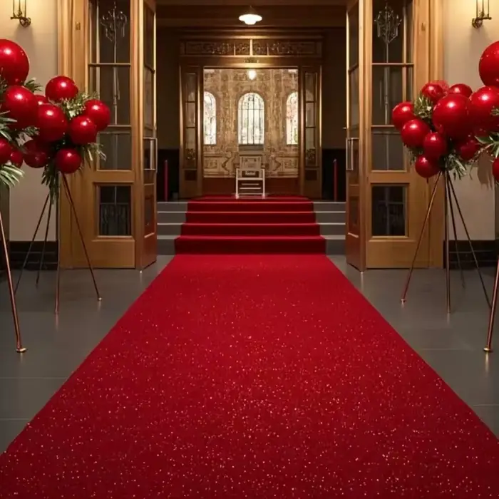 Tapis rouge de mariage, tapis de couloir de mariage romantique, tapis scintillant, décoration pour é
