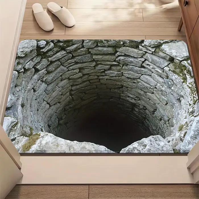 Tapis de sol avec motif plat visuel 3D pour puits d'eau construit en pierre