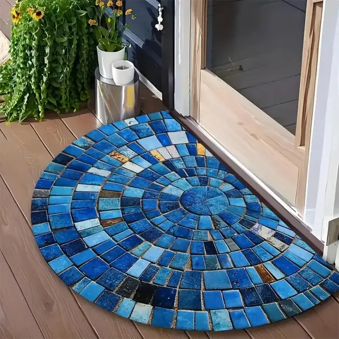 Tapis de sol semi-circulaire, paillasson antidérapant, résistant à la saleté, tapis de bienvenue rét