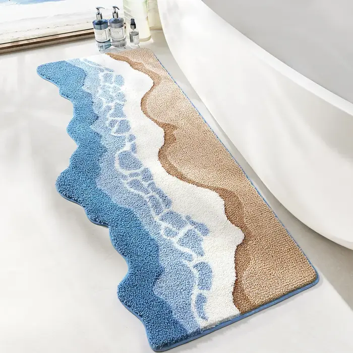 Tapis de chevet ondulé tufté à la main