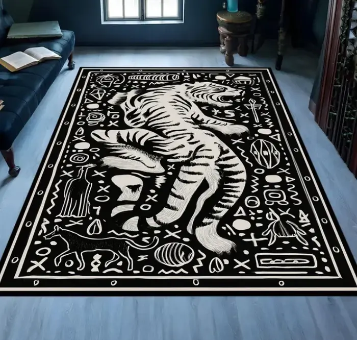 Tapis Tigre Rouge Style Oriental