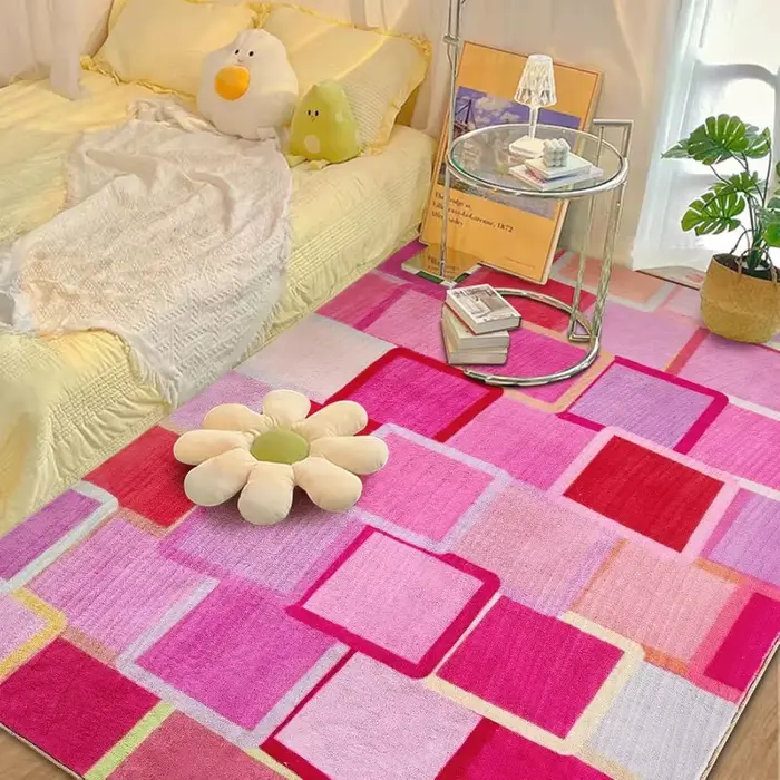 Tapis damier multicolore rétro Funky pour salon