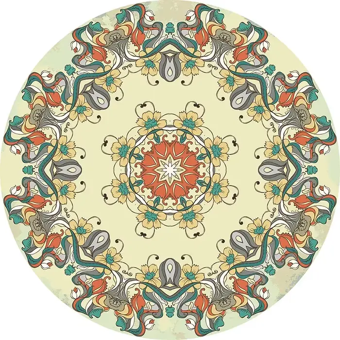 Polymères de sol Ethnic Persian Mandala Round Lea