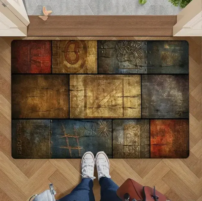 Tapis de porte de bienvenue en galets rétro, motif pierre, tissu Non tissé Durable, facile à nettoye