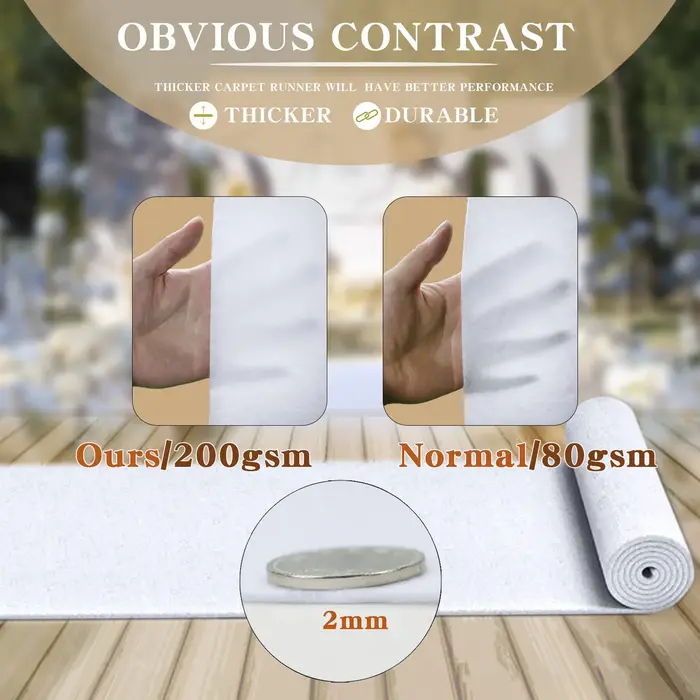 Tapis Antidérapant Blanc pour Décoration de Mariage