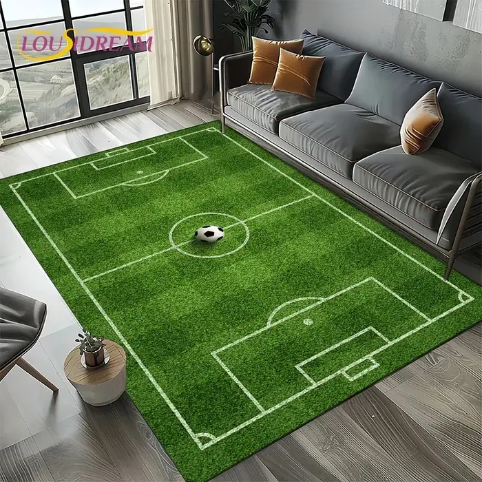 Tapis de sol antidérapant style terrain de football pour salon