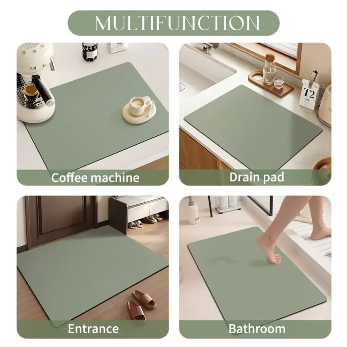 Tapis de bain en diatomite verte