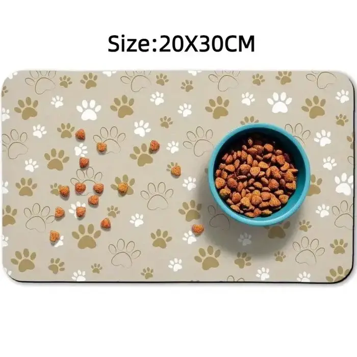 Tapis absorbant pour nourriture pour chien, avec support antidérapant en caoutchouc, tapis de nourri