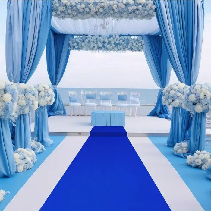 Tapis de mariage bleu moelleux