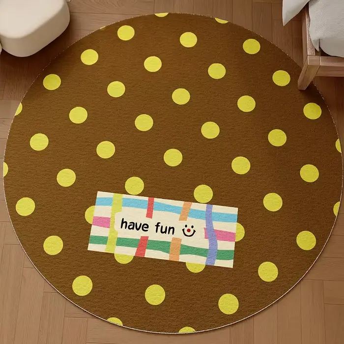 Tapis de chevet rétro à pois en velours Dralon