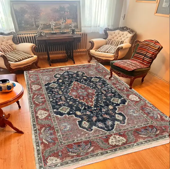 Tapis de style afghan rouge foncé