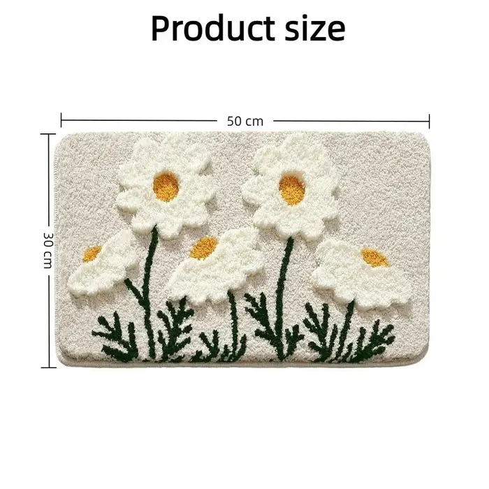 Petit tapis de sol de salle de bain à fleurs fraîches