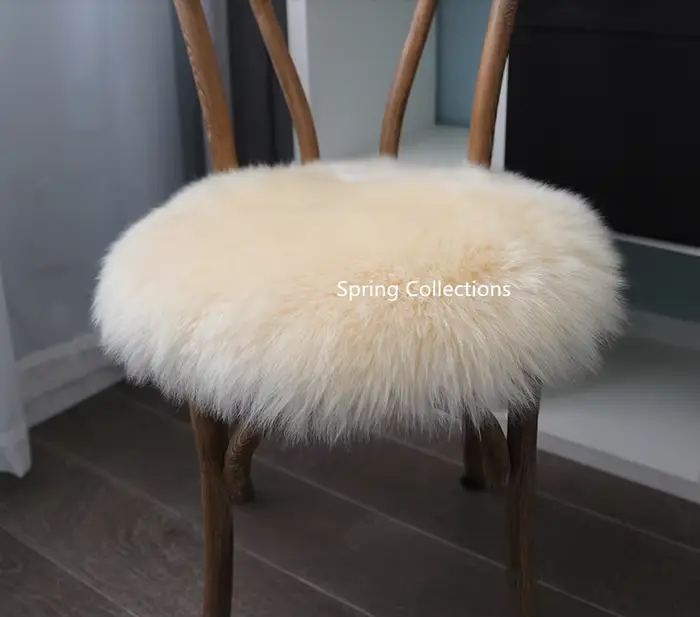 Tapis de sol en laine de mouton Pure 100%, 35/40/45CM, coussin de siège rond, doux et poilu