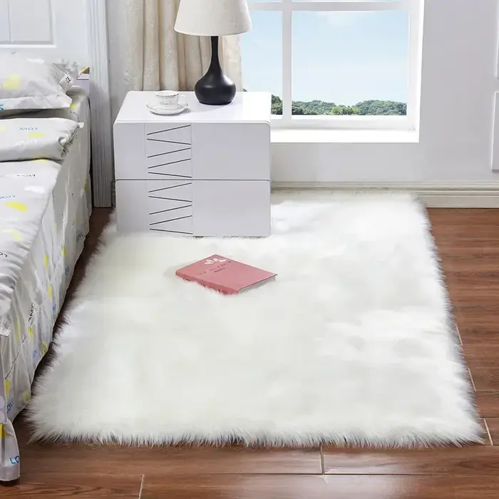 Tapis Shaggy en fausse fourrure pour salon et chambre à coucher