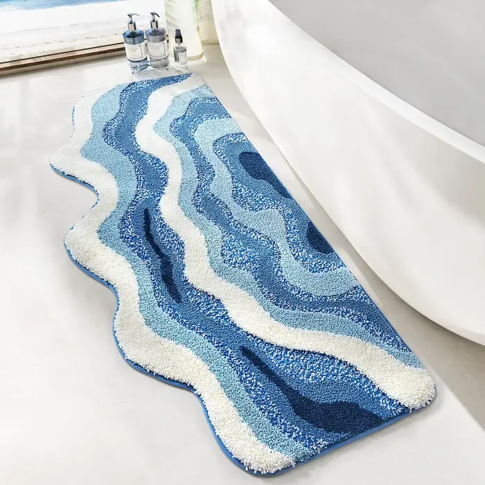 Tapis de chevet ondulé tufté à la main