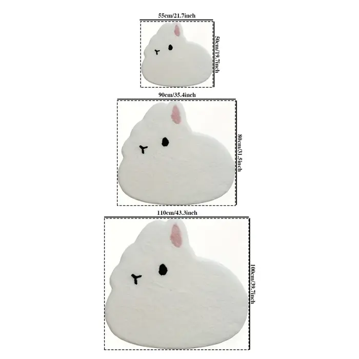 Tapis VIKAMA minimaliste blanc imprimé lapin de dessin animé