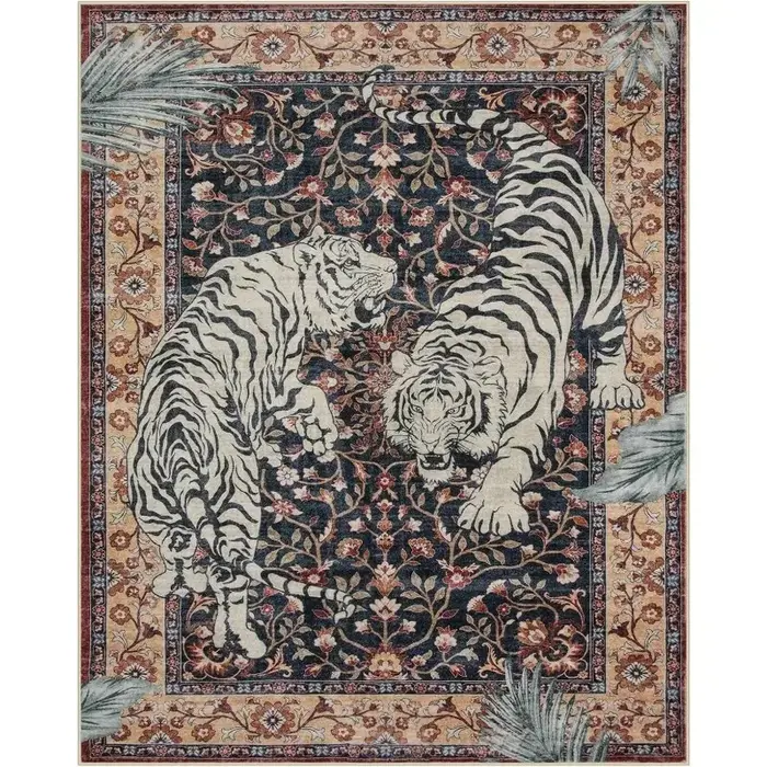Tapis de décoration de chambre à coucher, motif de tigre de la Jungle, doux et antidérapant, pour sa