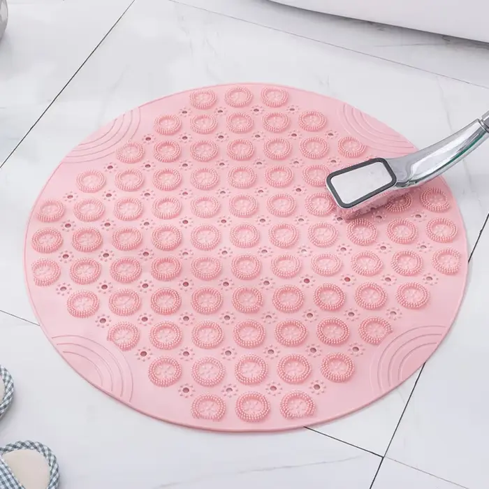 Tapis de bain rond avec trou de vidange, 30/55CM, tapis de bain, coussin de Massage des pieds, baign
