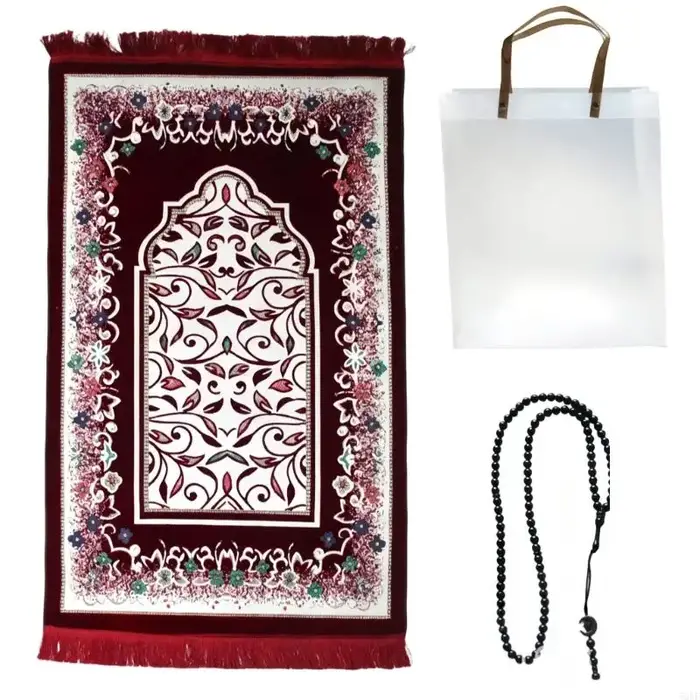Tapis prière islamique Portable léger, pliable, avec Bracelets en perles rangement inclus pour 55KF