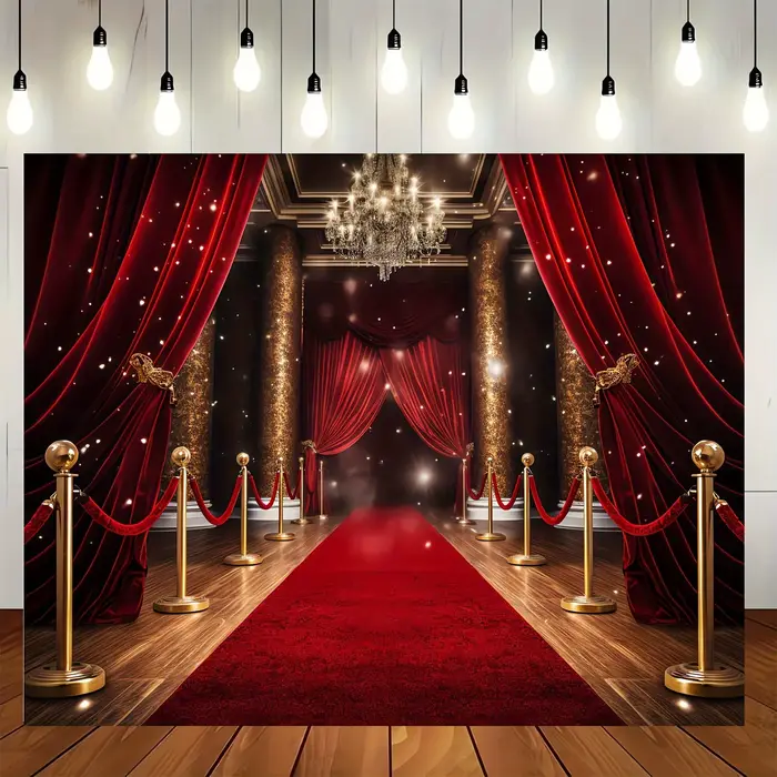 Grand arrière-plan de tapis rouge – Décoration murale de fête haut de gamme pour les célébrations d'