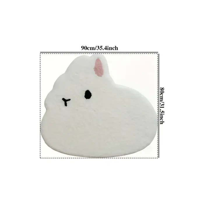 Tapis VIKAMA minimaliste blanc imprimé lapin de dessin animé, antidérapant, résistant à la saleté, d
