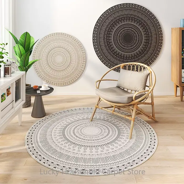 Tapis rond marocain pour chaise longue