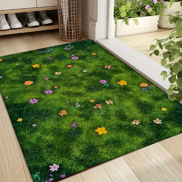 Tapis de printemps grand tapis de fond vert d'herbe fraîche
