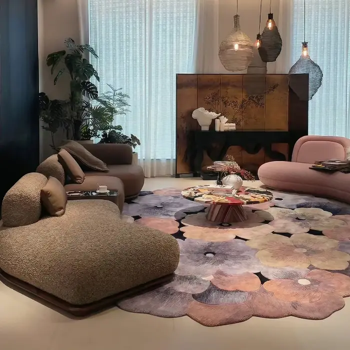 Tapis irrégulier style français pour chambre à coucher